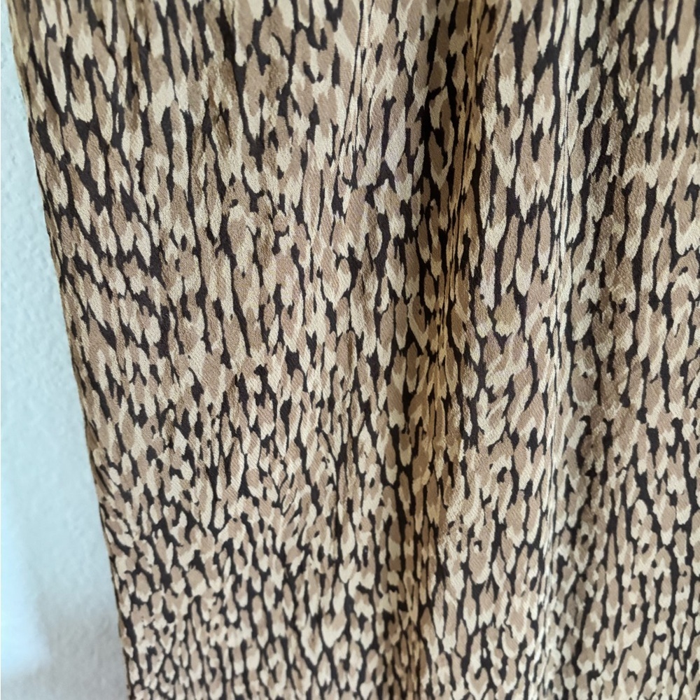 100% Silk Ann Taylor Brown Cheetah Patterned Dress size 14 with Crisscross back - Picture 4 of 13